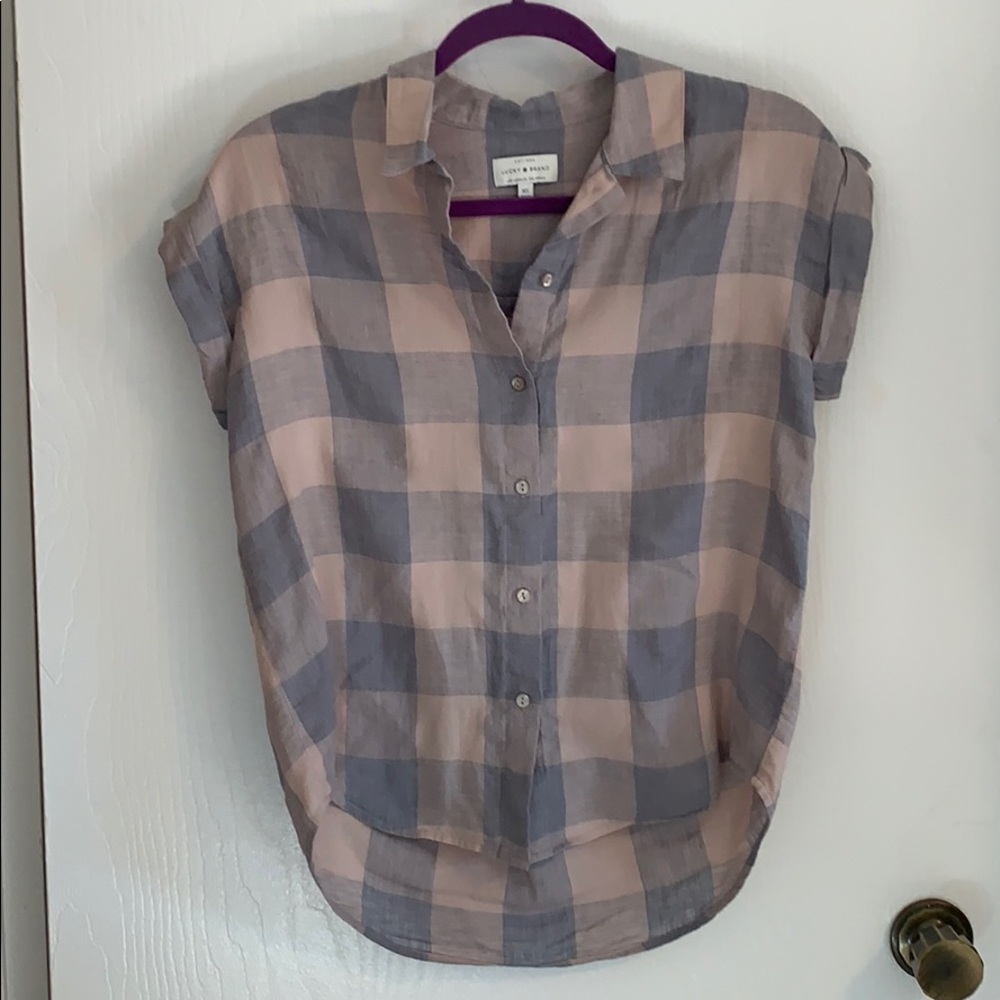 Lucky Brand Linen Blend Plaid Button-Down